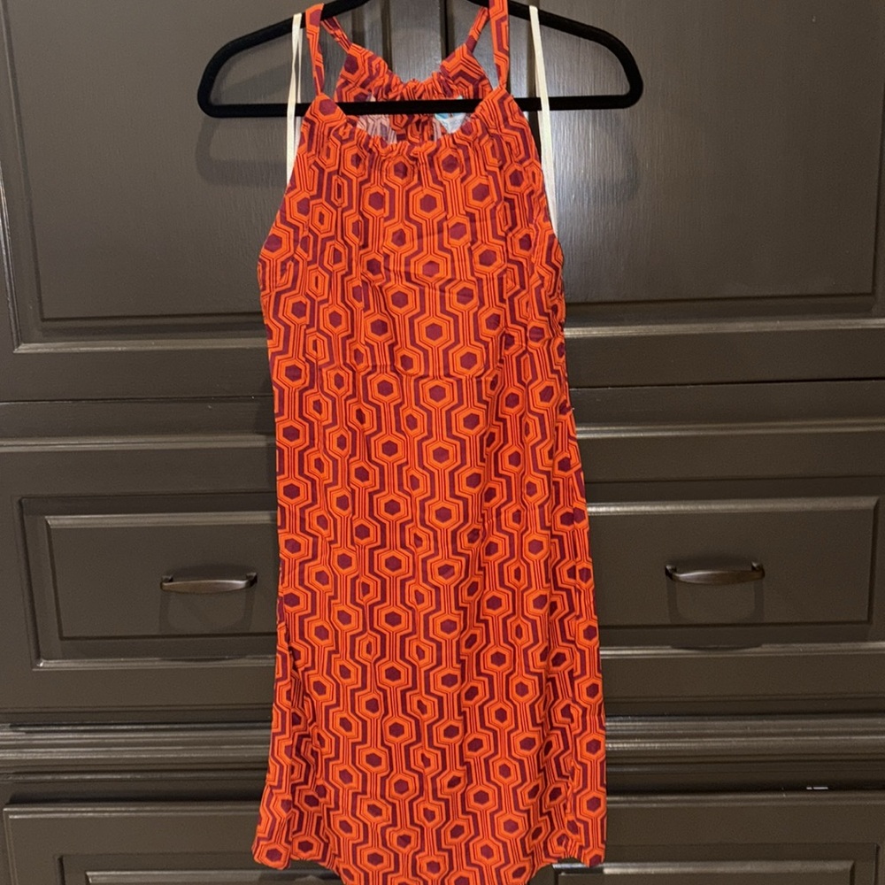 Escapada ⭐️NWT⭐️maroon and orange Geometric Midi Dress size XS
